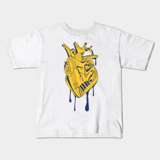 Navy Gold Musical Heart Kids T-Shirt